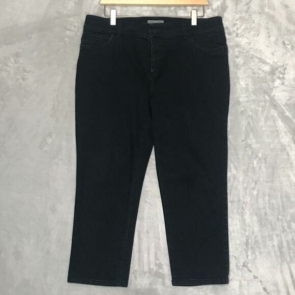 Chicos So Slimming Crop Jean Womens Large Black Denim Comfort Stretch Pockets - Picture 1 of 11